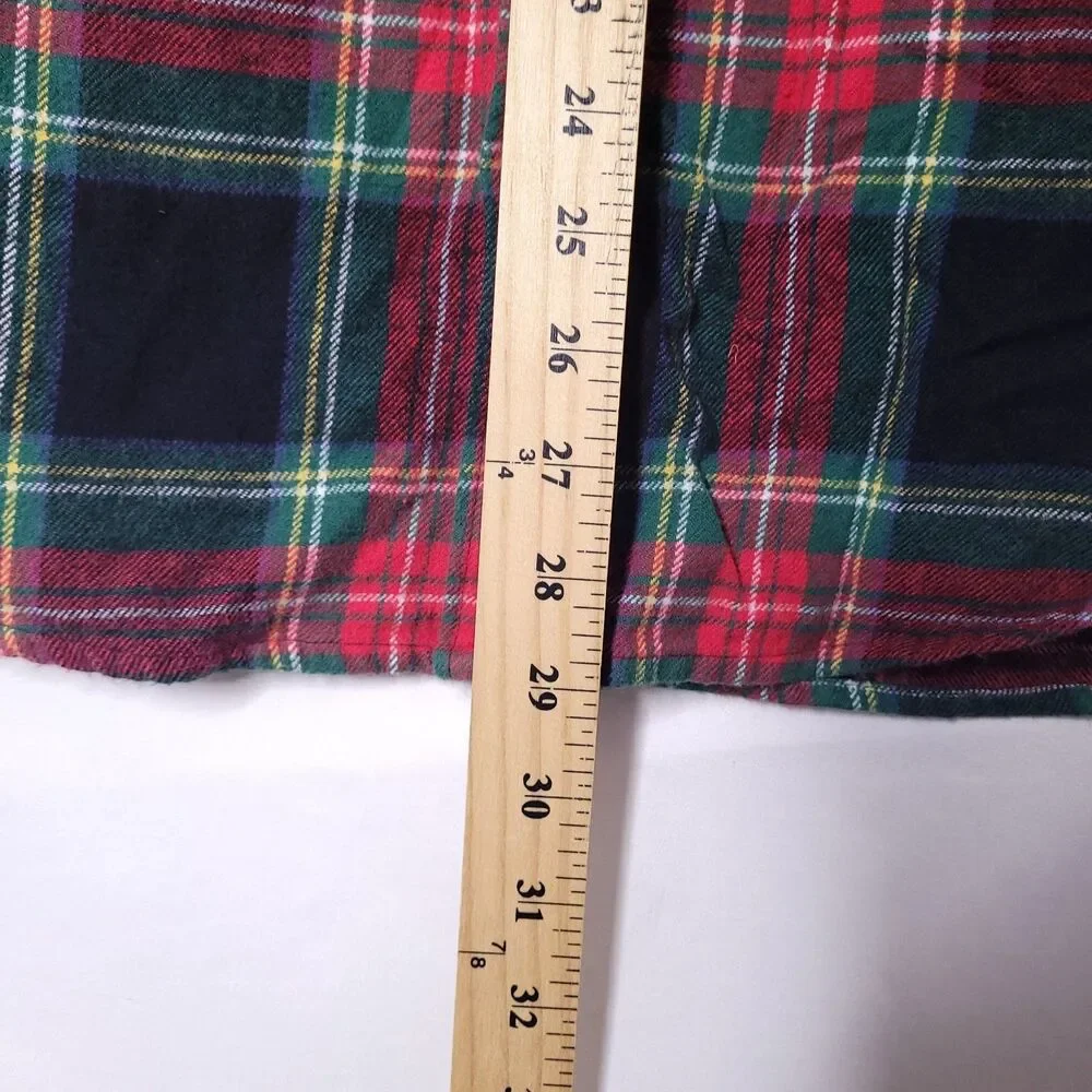 J Crew Flannel Shirt Mens Medium Plaid Red, Green Mid Weight Double Brushed